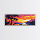 Lakeside Sunset, Scenic View, Tranquil Nature, Framed Canvas Print, Relaxing Landscape, Living Room Decor, Sunset Wall Art