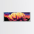 Blooming Lotus, Floral Wall Art, Vibrant Nature, Zen Home Decor, Framed Canvas Print, Botanical Painting, Yoga Room Art, Modern Style