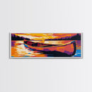 Canoe Journey, Sunset Waters, Relaxing Nature Scene, Canvas Print, Cozy Lodge Wall Art, Rustic Decor, Peaceful Lakehouse Art