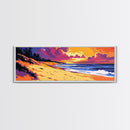 Beach Sunset, Coastal Vibes, Ocean Landscape, Tropical Wall Art, Vibrant Seascape, Framed Canvas Print, Living Room Wall Decor