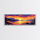 Mountain Lake, Vibrant Sunset, Serene Water, Canvas Print, Relaxing Wall Art, Nature Painting, Bedroom Art, Cabin Aesthetic, Gift Idea