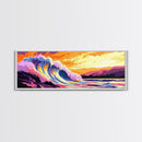 Ocean Wave Art, Beach Sunset Wall Art, Coastal Decor, Surfer Aesthetic, Vibrant Seascape, Large Wall Art, Living Room Art, Canvas Print