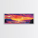 Scenic Lake Art, Sunset Painting, Vibrant Nature Scene, Rustic Wilderness Wall Art, Cozy Cabin Decor, Colorful Mountain Art, Canvas Print