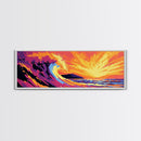 Ocean Wave, Sunset Seascape, Bold Coastal, Canvas Print, Beach Wall Art, Vibrant Surf Art, Tropical Home Decor, Water Movement