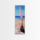 Beach Flowers, Ocean View, Coastal Art, Framed Canvas Print, Boho Seascape, Serene Landscape, Minimalist Beach Decor, Living Room Art