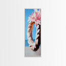Floral Wreath, Boho Chic Art, Soft Pastel Flowers, Feminine Wall Decor, Spring Inspired Painting, Bedroom Framed Canvas Print