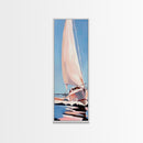 Sailing Dream, Nautical Adventure Art, Soft Pastel Seascape, Elegant Coastal Decor, Minimalist Ocean Scene, Framed Canvas Print