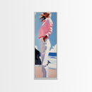 Coastal Breeze, Modern Boho, Soft Pastel Art, Framed Canvas Print, Bedroom Wall Decor, Feminine Aesthetic, Ocean Serenity