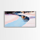 River Reflection, Serene Water Scene, Tranquil Nature Wall Art, Soft Pastel Landscape, Rustic Wilderness Decor, Framed Canvas Print