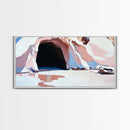 Cave Entrance, Surreal Landscape Art, Abstract Coastal Print, Pink Beige Tones, Nature Inspired, Boho Wall Decor, Framed Canvas Print