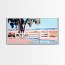 White Fence, Pastoral Landscape Print, Rustic Country Art, Framed Canvas Print, Minimalist Home Decor, Living Room Wall Art
