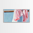 Hanging Shirts, Minimalist Wall Art, Soft Pastel Decor, Boho Chic Painting, Light Blue and Pink, Aesthetic Bedroom Art, Canvas Print