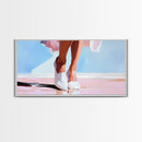 Elegant Walk, Feminine Art, Framed Canvas Print, Minimalist Painting, Pastel Tones, Chic Home Decor, Bedroom Wall Art