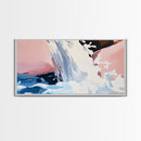 Waterfall, Abstract, Modern, Framed Canvas Print, Nature Wall Art, Minimalist Art, Bedroom Decor, Coastal Art, Blue and White Painting
