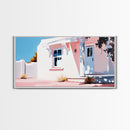 White House, Desert, Warm Tones, Framed Canvas Print, Mediterranean Art, Minimalist Architecture, Rustic Home Decor
