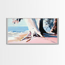 Beach Tree, Coastal Roots, Modern Nature Art, Minimalist Seascape, Living Room Wall Art, Tranquil Landscape, Canvas Print