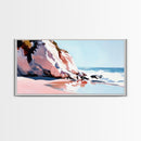 Coastal Cliffs, Ocean Waves, Beach Landscape, Wall Art, Canvas Print, Living Room Art, Modern Seascape, Blue Wall Decor, Nautical Art