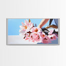 Blush Bouquet, Delicate Flowers, Feminine Touch, Framed Canvas Print, Soft Pastel Decor, Elegant Wall Art, Bedroom Aesthetic, Wedding Gift