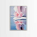 Lotus Reflection, Water Lily, Framed Canvas Print, Zen Wall Art, Serene Nature Painting, Spa Room Decor, Tranquil Aesthetic, Relaxation Gift