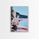 Lake Reflection Art, Nature Landscape, Abstract Water Scene, Framed Canvas Print, Modern Wall Decor, Pastel Aesthetic, Bedroom Wall Art