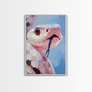 Pink Snake, Wildlife Portrait, Exotic Reptile, Framed Canvas Print, Animal Lover Wall Art, Unique Home Decor, Nature Inspired Art