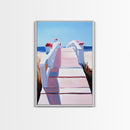 Boardwalk, Beach Print, Coastal Wall Art, Framed Canvas Print, Nautical Aesthetic, Minimalist Ocean Scene, Relaxing Artwork