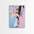 Female, Floral Cowboy Style, Western Chic Decor, Trendy Aesthetic Art, Fashionable Wall Art, Pink Pastel Tones, Canvas Print