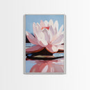 Lotus, Water Lily, Tranquil Nature Art, Framed Canvas Print, Zen Floral Wall Decor, Soft Pastel Painting, Botanical Art, Spa Wall Art