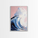 Surf Wave Art, Coastal Wall Decor, Abstract Ocean Painting, Large Modern Seascape, Framed Canvas Print, Nautical Themed Wall Art