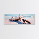 Driftwood, Ocean Waves, Canvas Print, Coastal Wall Art, Beach House Decor, Minimalist Seascape, Natural Tones, Boho Home Aesthetic