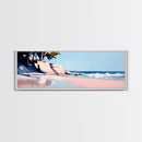 Cliffs, Waves, Pink Sand, Framed Canvas Print, Seascape Wall Art, Coastal Home Decor, Ocean Scene, Pastel Aesthetic, Relaxing Landscape