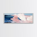 Ocean Waves, Pink and Blue, Coastal Wall Art, Minimalist Beach Print, Modern Home Decor, Surfer Vibes, Canvas Print, Serene Seascape