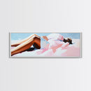 Relaxing On Beach, Summer Vibes, Serene Escape, Coastal Canvas Print, Bedroom Wall Art, Minimalist Decor, Pastel Beach Aesthetic