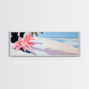 Tropical Beach, Palm Shadow, Minimalist Art, Coastal Wall Art, Summer Aesthetic, Framed Canvas Print, Living Room Art, Boho Beach Decor