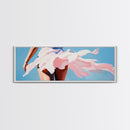Flowing Dress, Windy Beach, Feminine Wall Art, Soft Pink Aesthetic, Summer Vibes, Framed Canvas Print, Living Room Art, Coastal Elegance