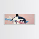 Playful Dolphin, Ocean Waves, Marine Life, Framed Canvas Print, Nautical Wall Art, Beach House Decor, Living Room Coastal Art