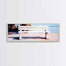 White Bench, Beach Art, Coastal Wall Decor, Minimalist Painting, Serene Landscape, Relaxing Art, Living Room, Canvas Print