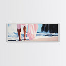 Ocean Waves, Feminine Beach Art, Coastal Minimalist Decor, Framed Canvas Print, Soft Pastel Seaside Art, Nautical Living Room Wall Art