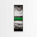 Green Lake, Moody Sky, Reflection, Framed Canvas Print, Minimalist Landscape, Monochrome Art, Office Decor, Nature Inspired Wall Art