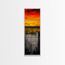 Sunset Fence, Fiery Sky, Bold Colors, Canvas Print, Western Landscape, Rustic Home Decor, Ranch Wall Art, Farmhouse Living Room
