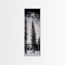 Black White Pine, Winter Forest, Nature Wall Art, Christmas Decor, Modern Minimalist, Monochrome Print, Framed Canvas Print