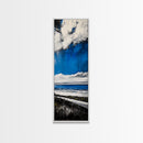 Coastal Path Painting, Modern Beach Landscape, Blue Sky and Ocean Art, Contemporary Home Decor, Living Room Wall Art, Canvas Print