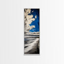 Dramatic Sky, Ocean Shore, Coastal Art, Blue Hues, Framed Canvas Print, Seascape Wall Art, Nautical Home Decor, Living Room Statement Art