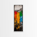 Colorful Abstract Landscape, Mountain Wall Art, Bright Textured Painting, Bold Statement Art, Living Room Decor, Framed Canvas Print