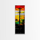 Sunset Utility Pole, Electric Lines, Urban Contrast, Canvas Print, Industrial Wall Art, Bold Colorful Decor, Modern Living Room Art
