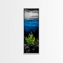 Deep Sea, Blue Water, Ocean Waves, Underwater Scene, Framed Canvas Print, Nautical Wall Art, Bathroom Art, Coastal Home Decor