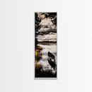 Canoe Lake, Tranquil Nature Art, Black and White Landscape, Framed Canvas Print, Serene Home Decor, Cabin Wall Art, Adventure Painting