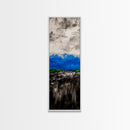 Mountain Horizon, Moody Landscape, Blue Sky Art, Framed Canvas Print, Abstract Nature, Minimalist Decor, Modern Wall Art, Office Decor