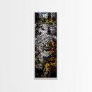 Flowing River Scene, Nature Photography, Tranquil Landscape Art, Framed Canvas Print, Cabin Wall Decor, Rustic Home Artwork, Autumn Theme