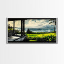 Tropical Beach View, Ocean Canvas Print, Relaxing Coastal Painting, Serene Landscape Wall Art, Living Room Decor, Framed Canvas Print